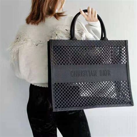 black mesh dior tote|Dior carryall tote.